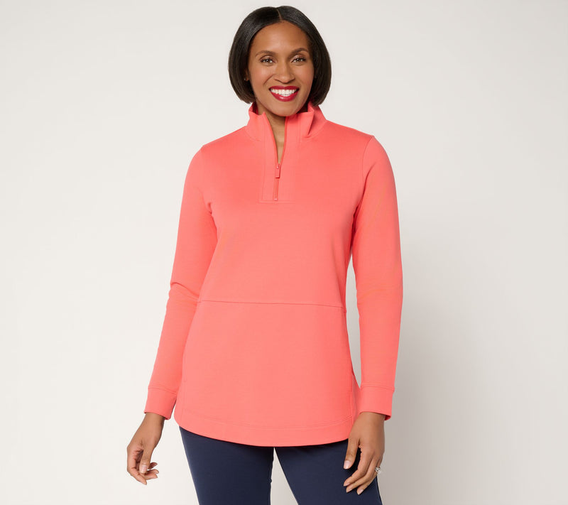 Denim & Co. Active Regular French Terry Half Zip Tunic — View 11