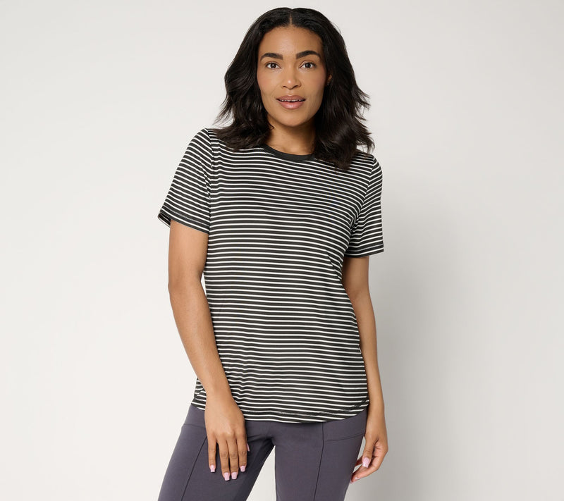 Denim & Co. Active Striped Cool to the Touch Top — View 10