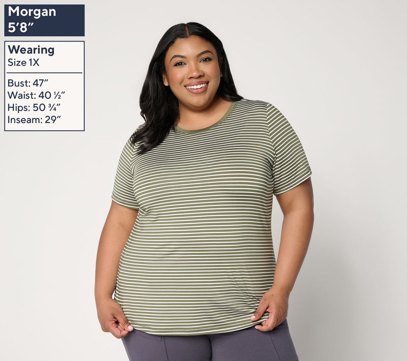 Denim & Co. Active Striped Cool to the Touch Top — View 2