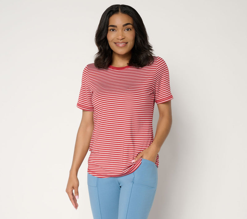 Denim & Co. Active Striped Cool to the Touch Top — View 12