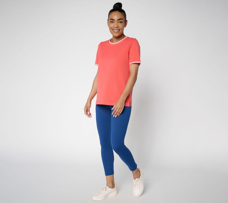 Denim & Co. Active French Terry Elbow Sleeve Top w/ Tipping — View 4