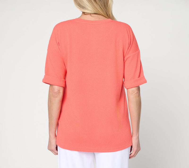 Denim & Co. Active Textured Jacquard Drop Shoulder Top — View 4