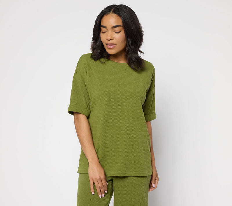 Denim & Co. Active Textured Jacquard Drop Shoulder Top — View 11