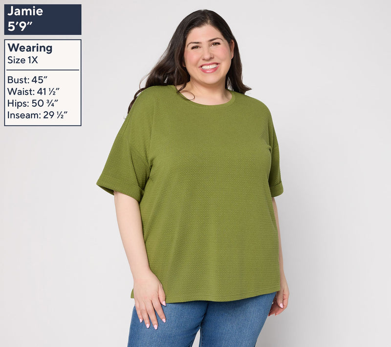 Denim & Co. Active Textured Jacquard Drop Shoulder Top — View 2