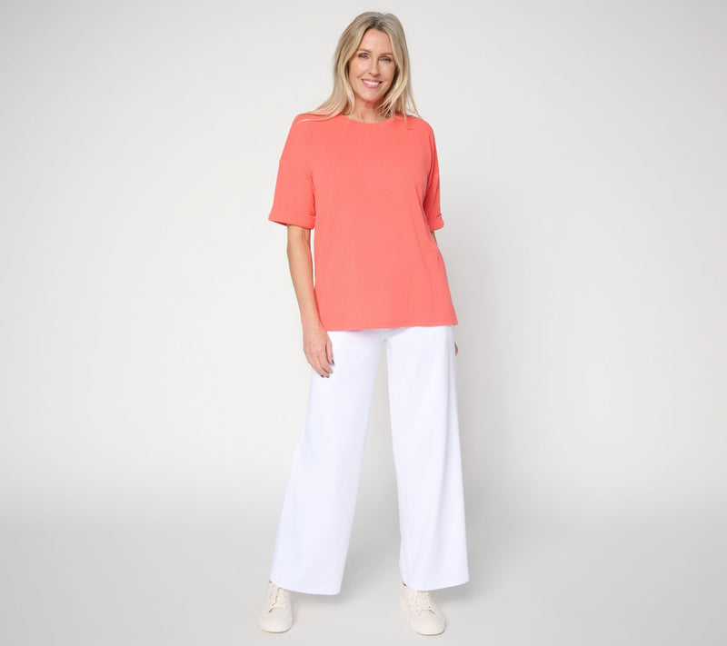 Denim & Co. Active Textured Jacquard Drop Shoulder Top — View 5