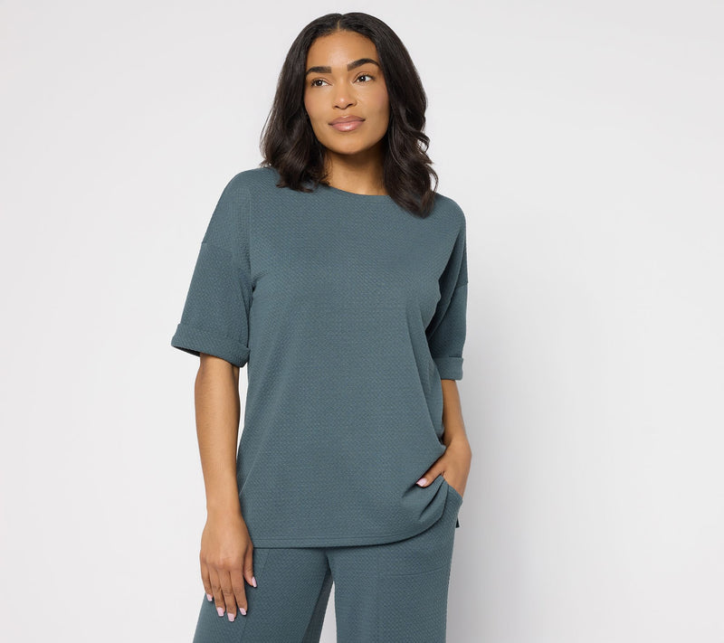 Denim & Co. Active Textured Jacquard Drop Shoulder Top — View 13