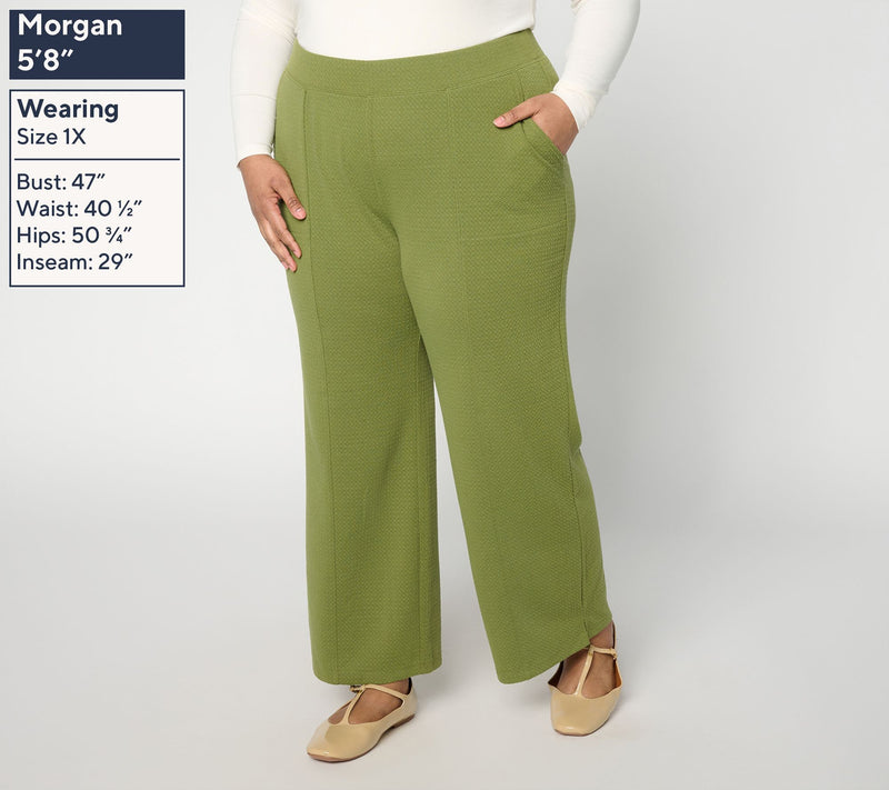Denim & Co. Active Regular Textured Jacquard Wide Leg Ankle Pants — View 2