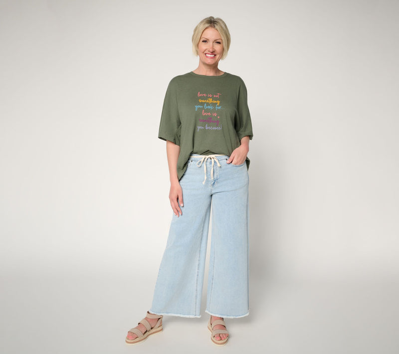 Peace Love World Printed Affirmation Tee Shirt — View 9