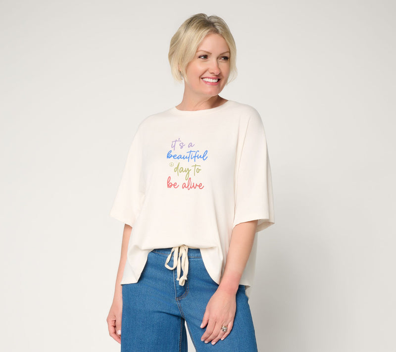 Peace Love World Printed Affirmation Tee Shirt — View 7