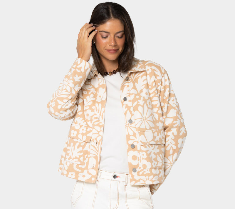 Peace Love World Button Front Utility Jacket w/Patch Pockets — View 5