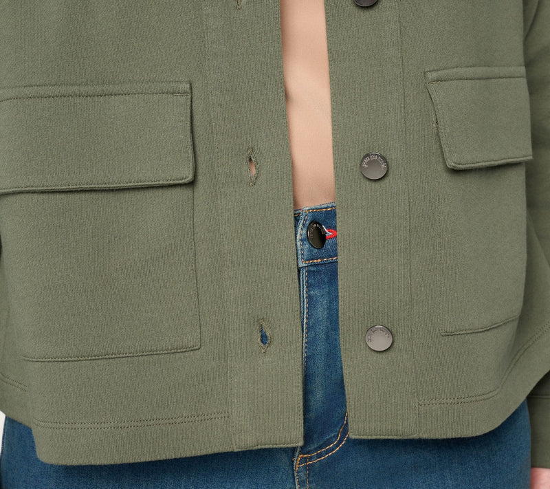 Peace Love World Button Front Utility Jacket w/Patch Pockets — View 11