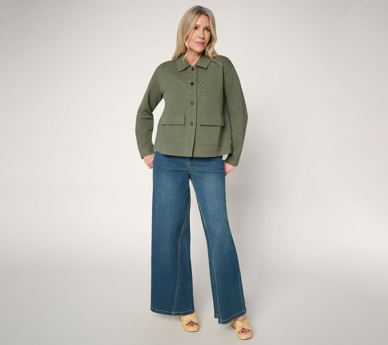 Peace Love World Button Front Utility Jacket w/Patch Pockets — View 10