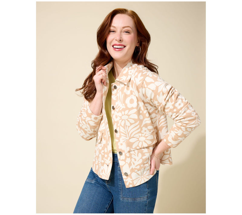 Peace Love World Button Front Utility Jacket w/Patch Pockets — View 12