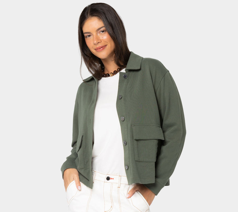 Peace Love World Button Front Utility Jacket w/Patch Pockets — View 3