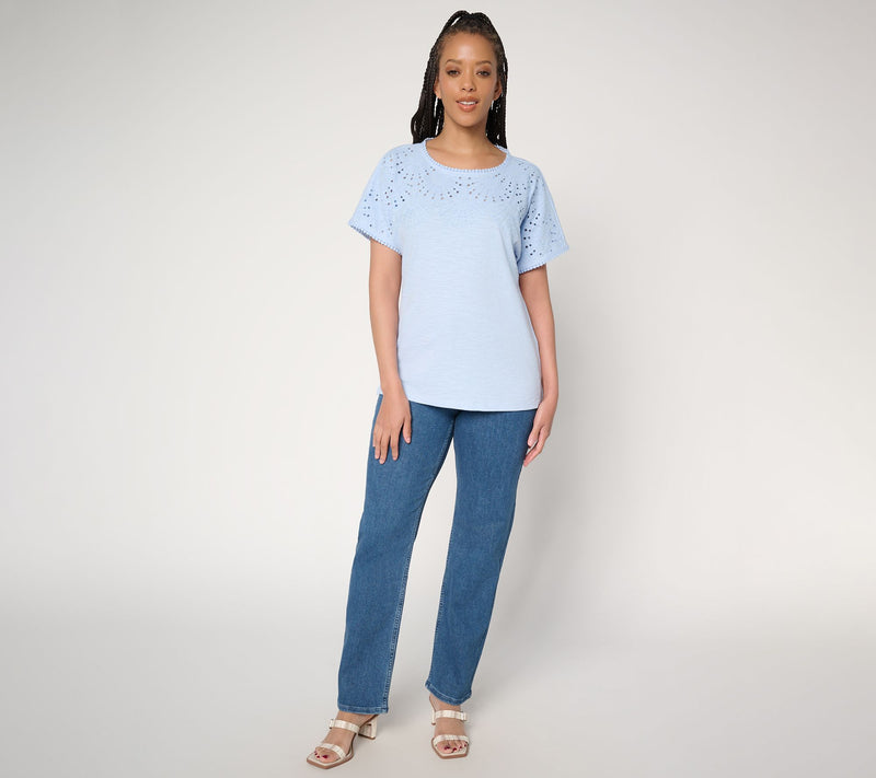 BEAUTIFUL by Lawrence Zarian 100% Cotton Eyelet Dolman Sleeve Top — View 5
