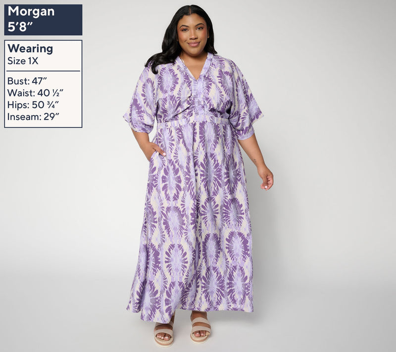 Peace Love World Regular Boheme Printed V-Neck Maxi Dress — View 8
