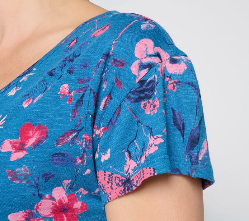 BEAUTIFUL by Lawrence Zarian Printed V-Neck Short Sleeve Top — View 13