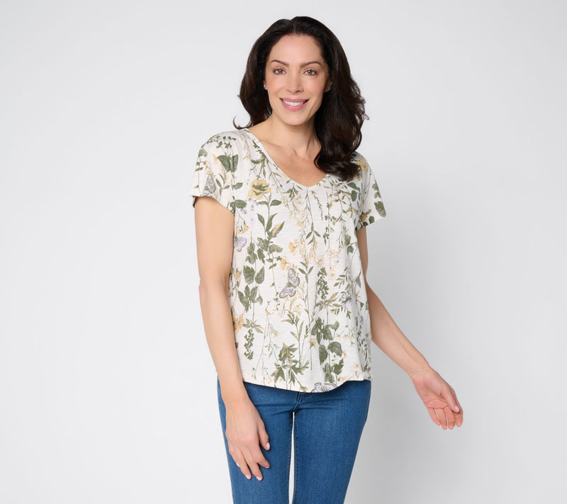 BEAUTIFUL by Lawrence Zarian Printed V-Neck Short Sleeve Top — View 9