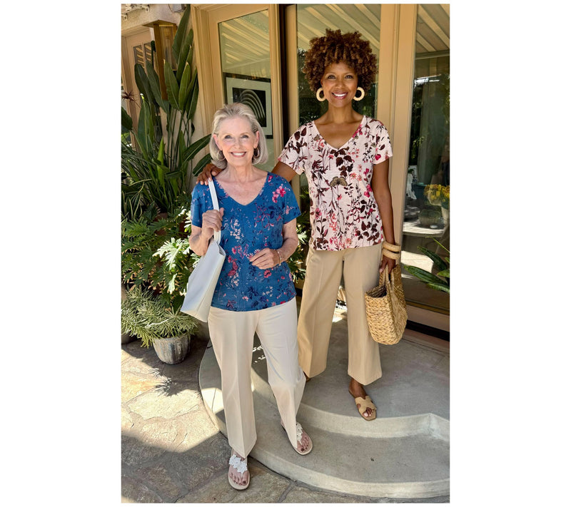 BEAUTIFUL by Lawrence Zarian Printed V-Neck Short Sleeve Top — View 15