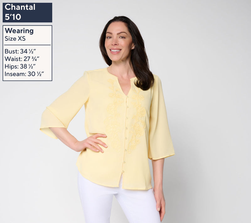 BEAUTIFUL by Lawrence Zarian Double GeorgetteBlouse with Embroidery — View 9