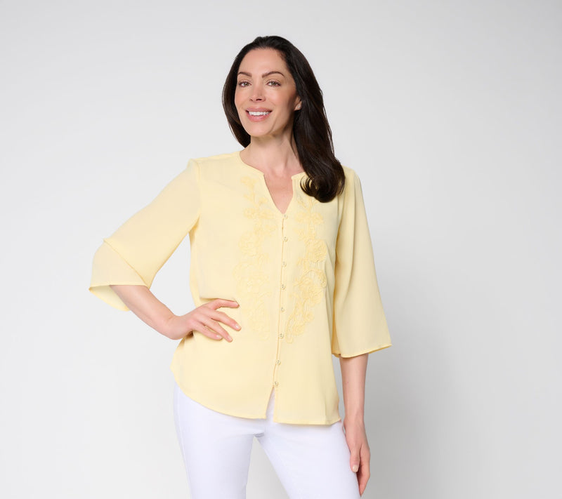 BEAUTIFUL by Lawrence Zarian Double GeorgetteBlouse with Embroidery — View 7