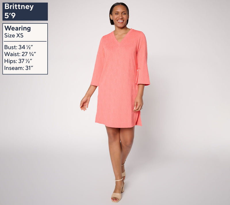 Susan Graver Soleil Shell Jacquard Dress — View 3