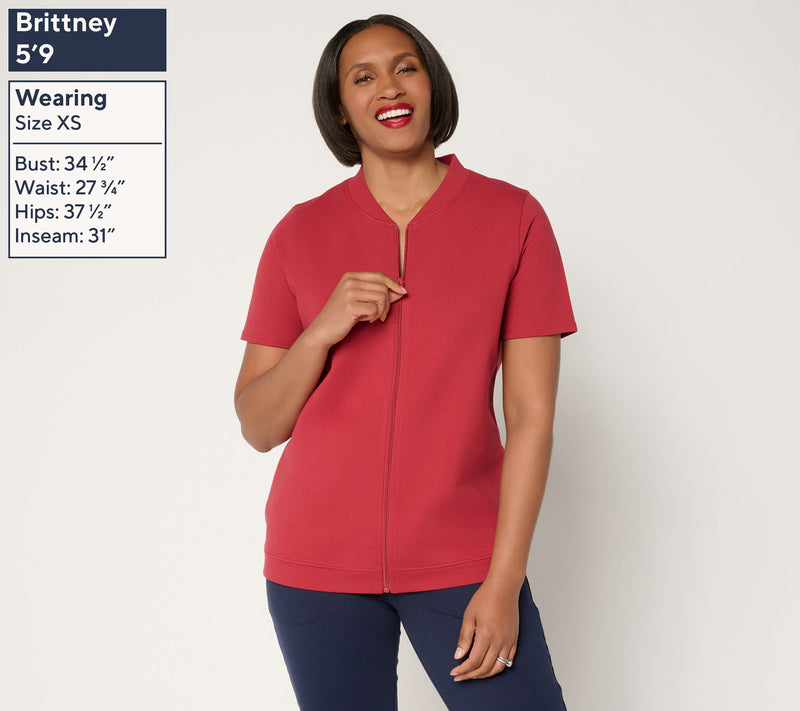 Denim & Co. Active French Terry Short Sleeve Jacket — View 3