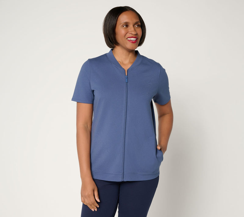 Denim & Co. Active French Terry Short Sleeve Jacket — View 10