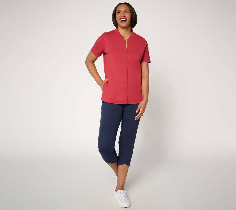 Denim & Co. Active French Terry Short Sleeve Jacket — View 5
