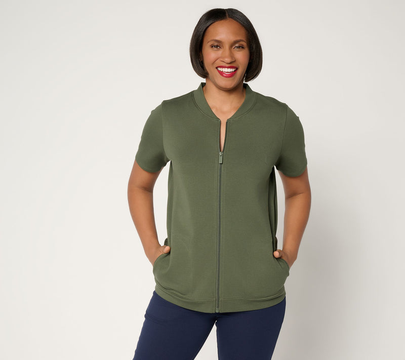 Denim & Co. Active French Terry Short Sleeve Jacket — View 11