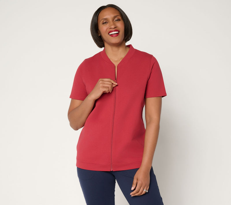 Denim & Co. Active French Terry Short Sleeve Jacket — View 12