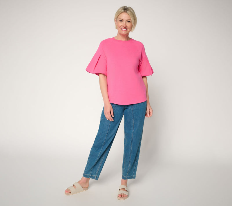 LOGO by Lori Goldstein Pleat Sleeve Sweatshirt — View 11