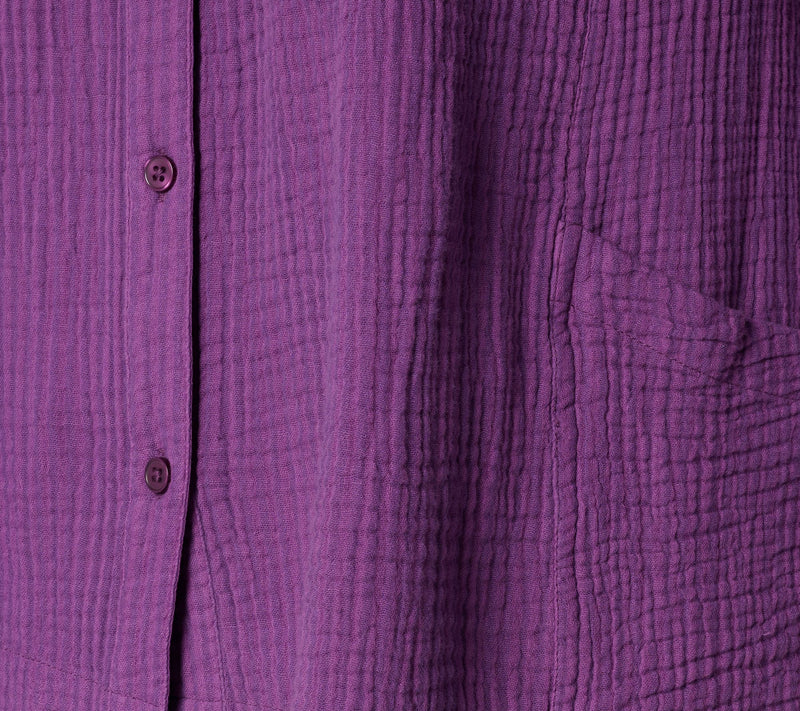 LOGO by Lori Goldstein Textured Cotton Button Front Stripe Shirt — View 6