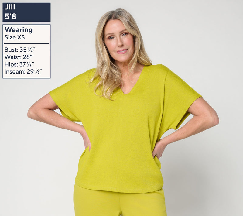 Carla Rockmore Collection V-Neck Dolman Sleeve Slub Knit Tee — View 3