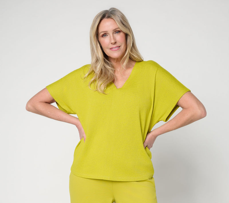 Carla Rockmore Collection V-Neck Dolman Sleeve Slub Knit Tee — View 13