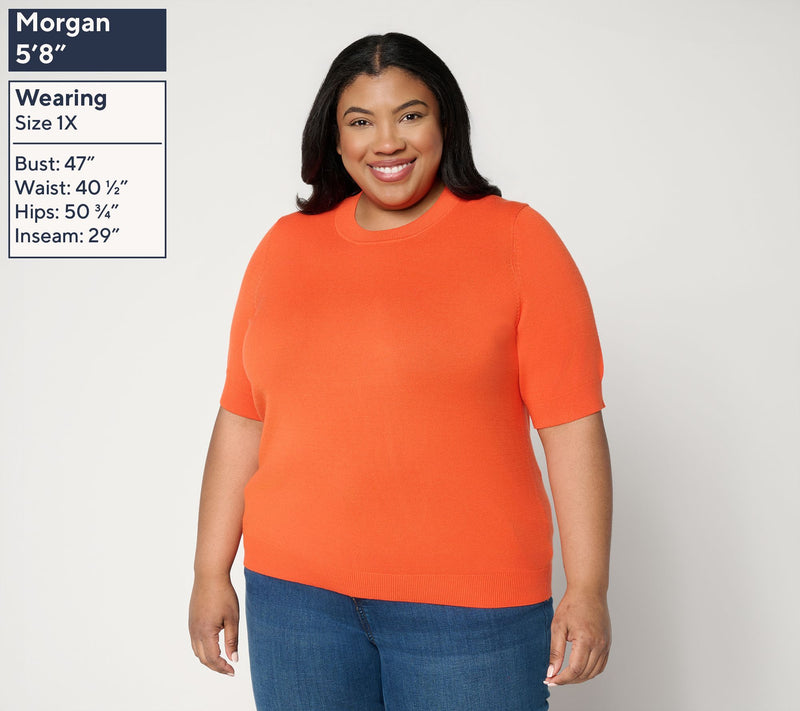 Carla Rockmore Collection All Season Yarn Elbow Sleeve Sweater — View 2