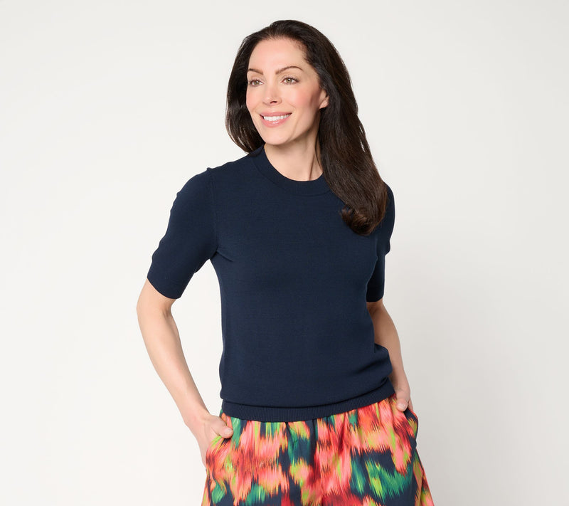 Carla Rockmore Collection All Season Yarn Elbow Sleeve Sweater — View 13