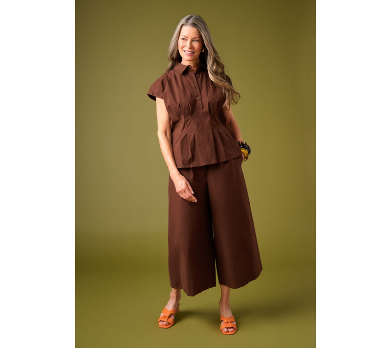 Carla Rockmore Collection Cotton Rich Pleated Waist Henley Shirt — View 15