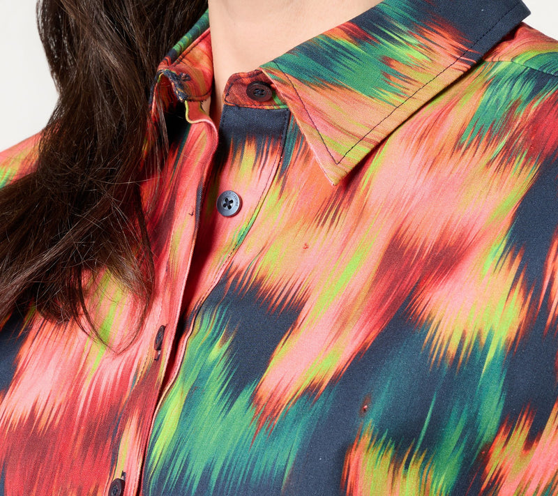 Carla Rockmore Collection Cotton Rich Pleated Waist Henley Shirt — View 14