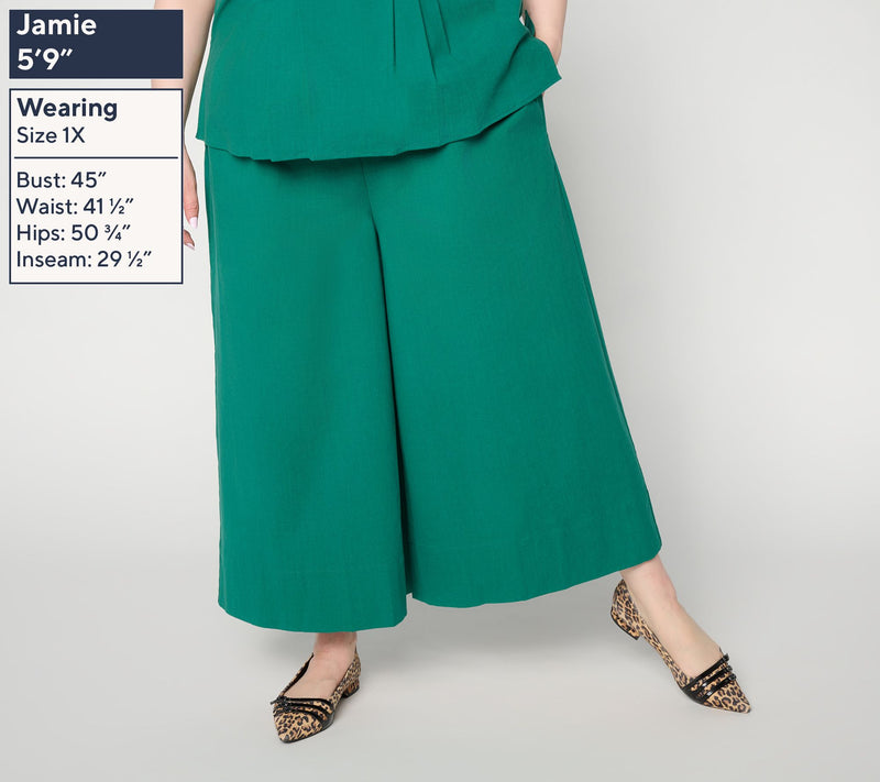 Carla Rockmore Collection Petite Pull-On Cotton Rich Wide Crop Pants — View 10