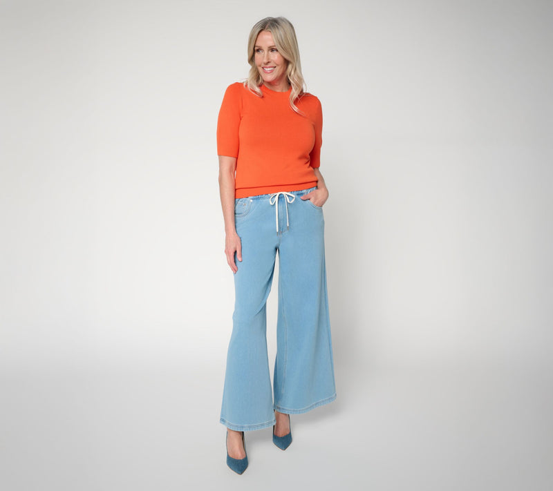 Carla Rockmore Collection RegularPull-On Knit Denim Straight Jeans — View 4