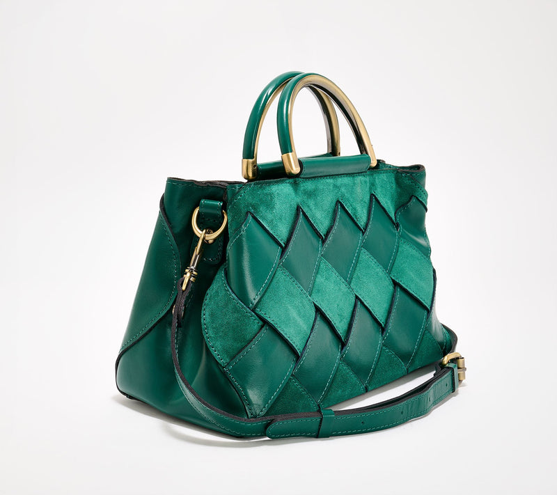 "As Is" Patricia Nash Novara Woven Leather Satchel — View 2