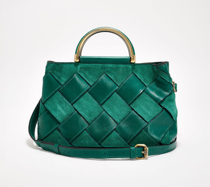 "As Is" Patricia Nash Novara Woven Leather Satchel