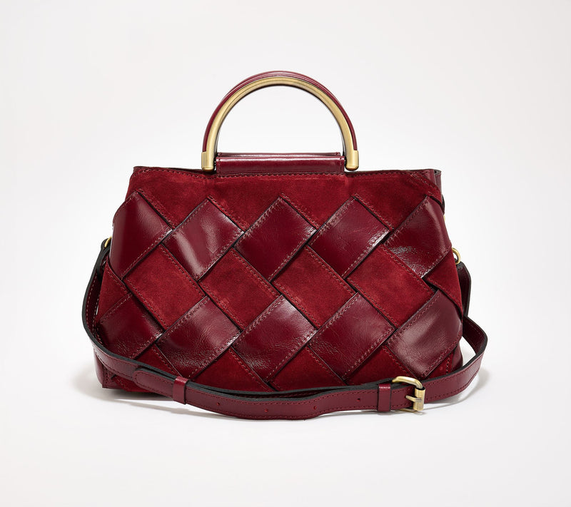 "As Is" Patricia Nash Novara Woven Leather Satchel — View 13