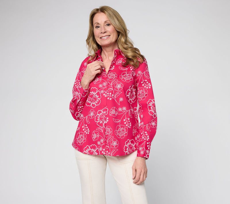 BEAUTIFUL by Lawrence Zarian Printed Button Front Poplin Shirt — View 14