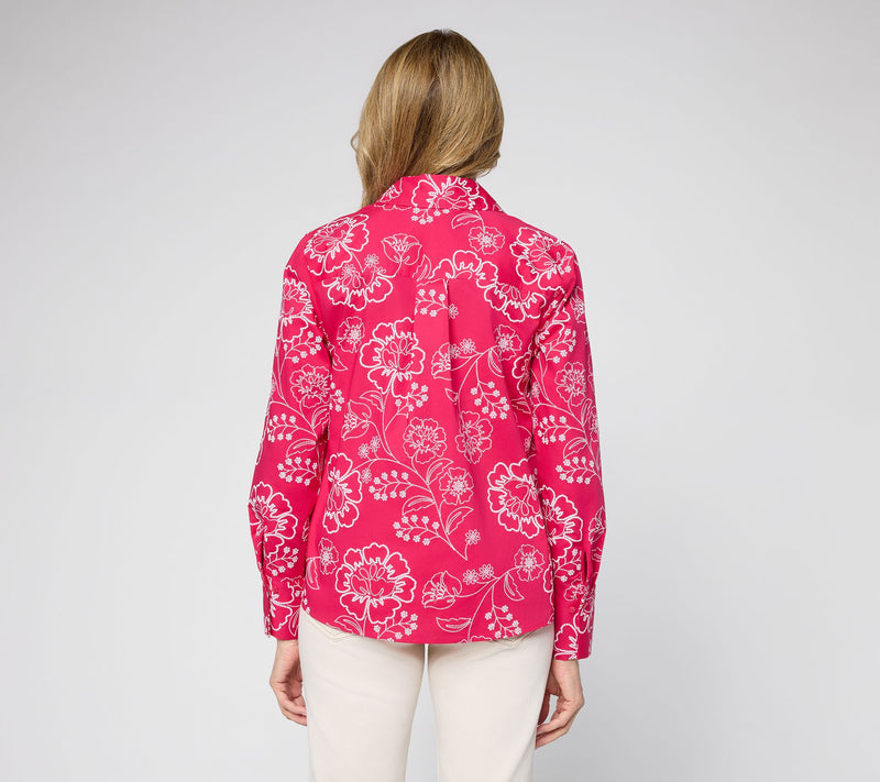 BEAUTIFUL by Lawrence Zarian Printed Button Front Poplin Shirt — View 4