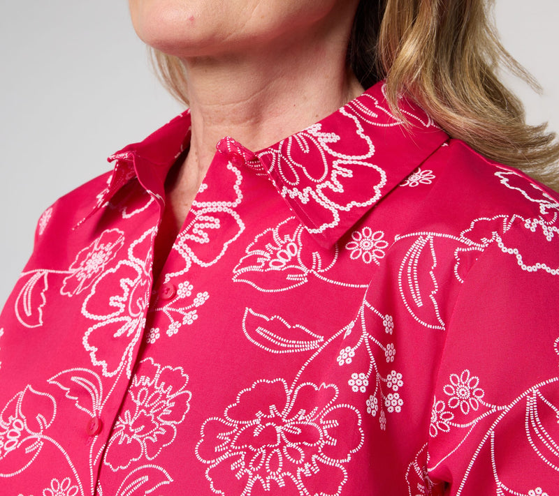 BEAUTIFUL by Lawrence Zarian Printed Button Front Poplin Shirt — View 6