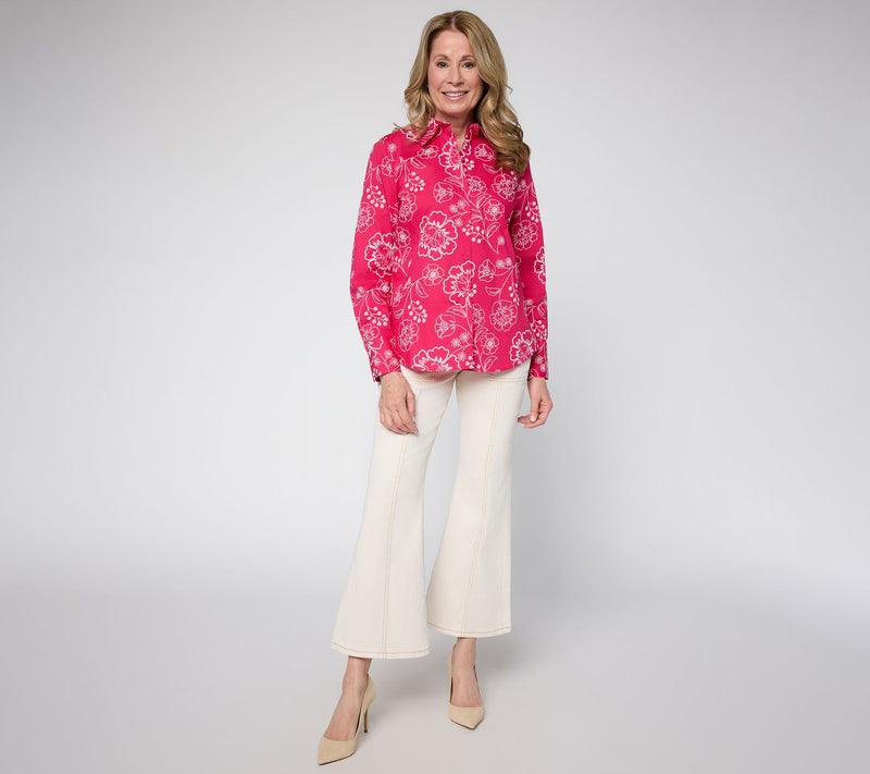 BEAUTIFUL by Lawrence Zarian Printed Button Front Poplin Shirt — View 5