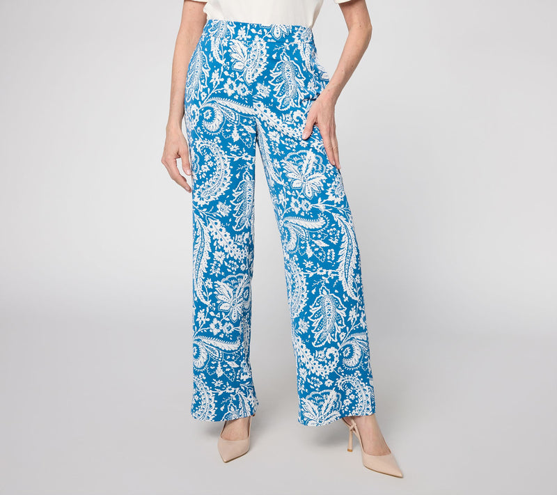BEAUTIFUL by Lawrence Zarian Petite Printed Pull-On Wide Leg Pant — Main view
