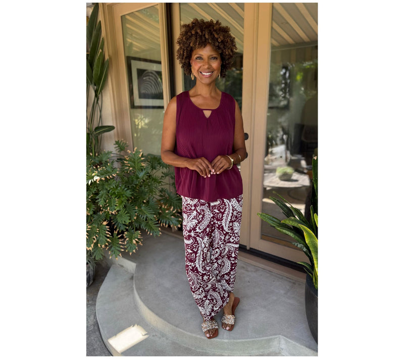 BEAUTIFUL by Lawrence Zarian Petite Printed Pull-On Wide Leg Pant — View 7